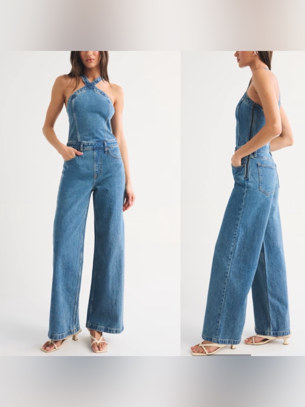 ABERCROMBIE- Denim Halter Jumpsuit